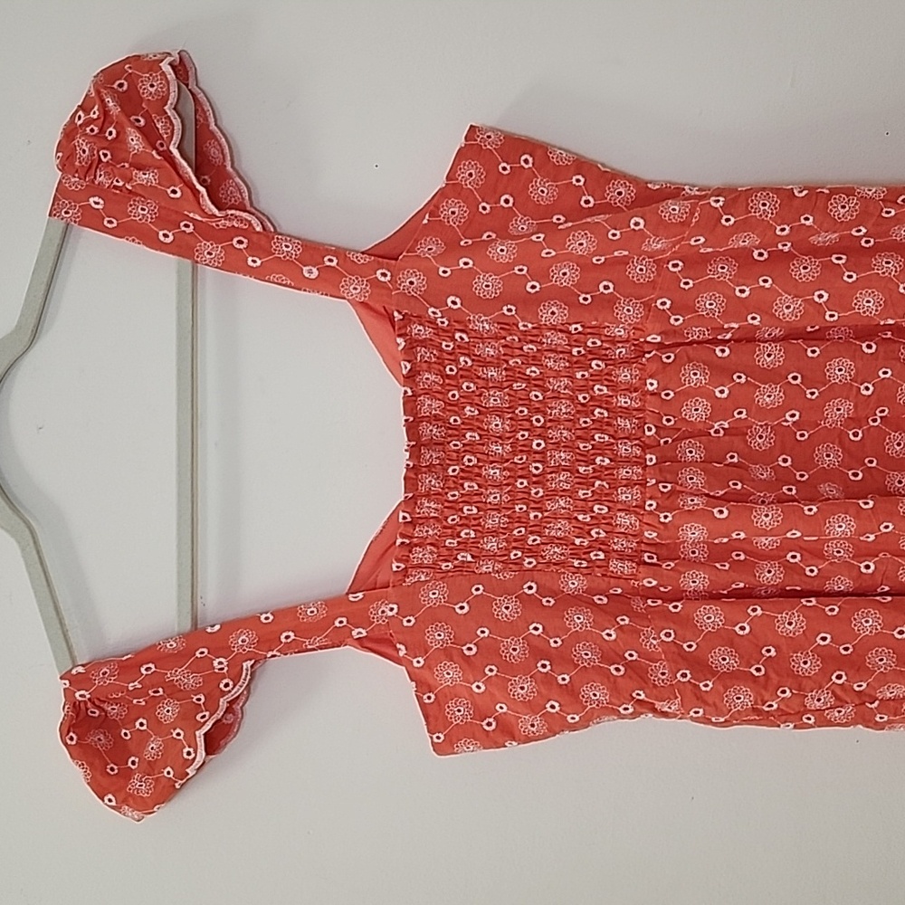 Betsey Johnson Y2K Ditsy Eyelet Bustier Coral Pink Baby Doll Dress Romantic Sz M - Picture 12 of 16